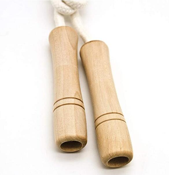 Cotton Braided Wooden Handle Jump Rope for Kids