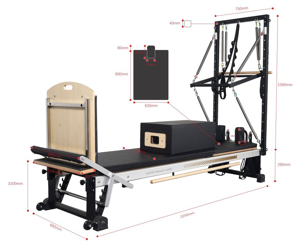 Pilates Indoor Body Balance Exercise Sliding Reformer Bed with Tower