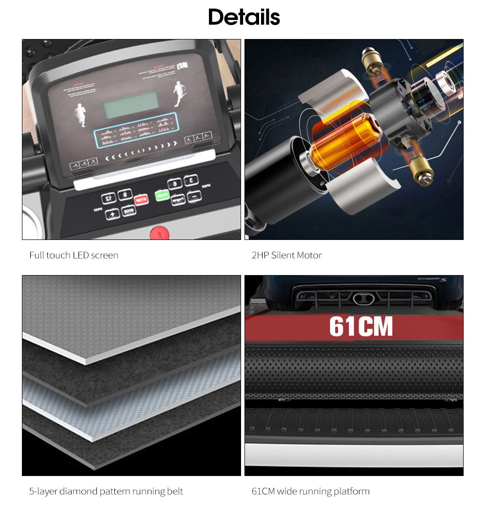Commercial Home Use Fitness Motorized Electric Treadmill Machine Sports Equipment Incline Treadmill