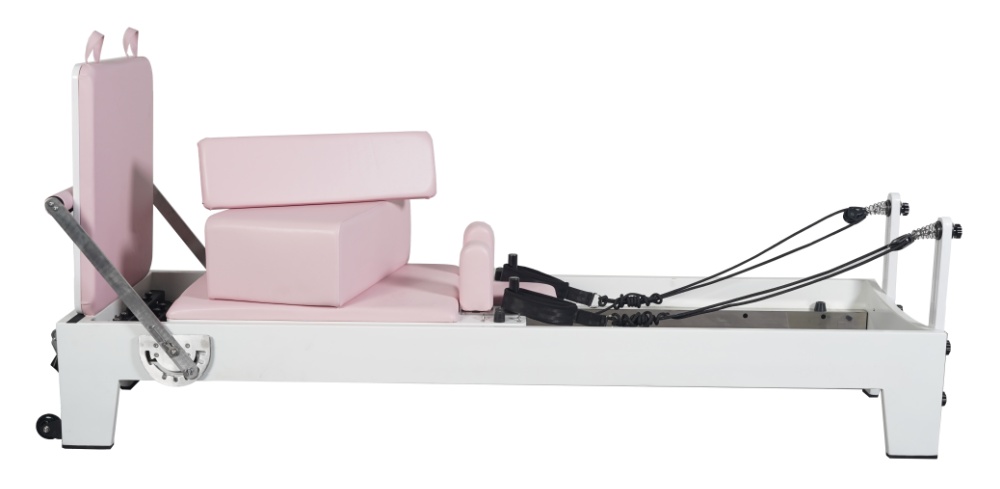 White Painted Oak Pink Pilates Equipment