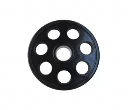 Black Seven Holes Rubber Coated Barbell Weight Plate