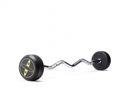 Solid Steel Curl Rubber Barbell