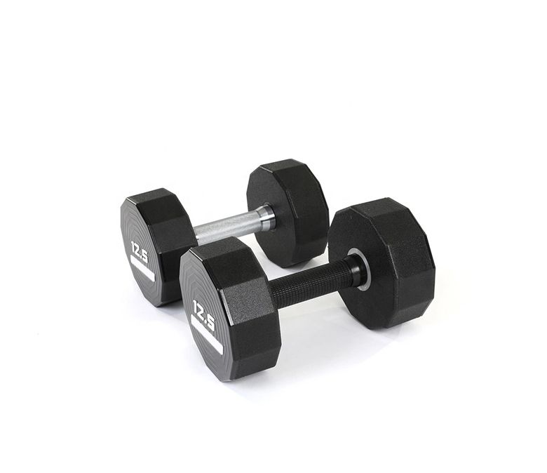 Weightlifting Hard Chrome Plated Handles 12 Sided Urethane Dumbbells