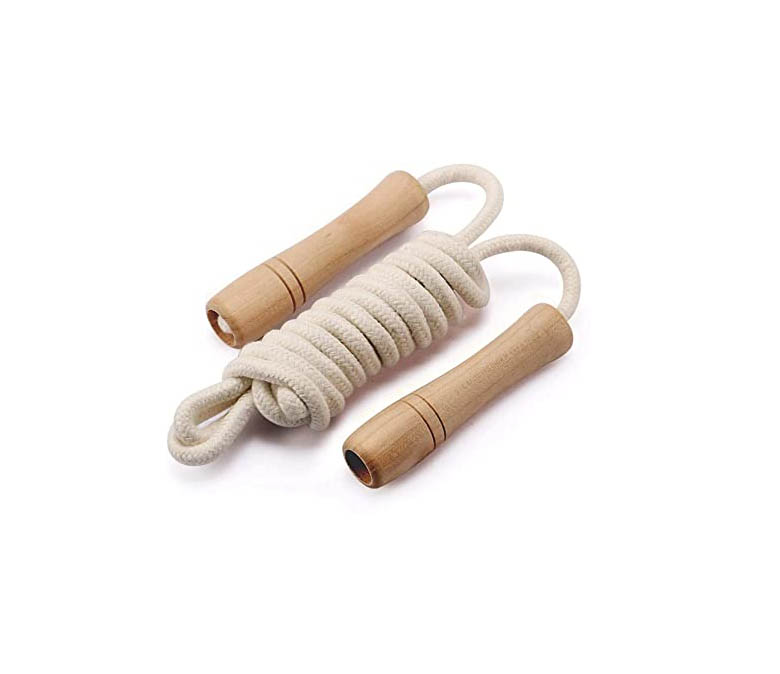 Cotton Braided Wooden Handle Jump Rope for Kids