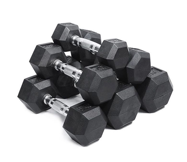 Black Rubber Hex Dumbbell