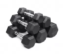 Black Rubber Hex Dumbbell