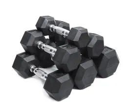 Black Rubber Hex Dumbbell