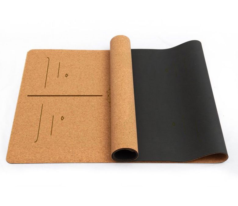 Cork TPE Yoga Mat with Laser Alignment Lines