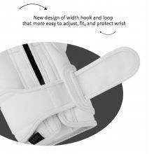 Custom boxing gloves fixed way. We can customize the fixed way of boxing gloves based on your needs, such as you can order different sizes of hook and loop and the fastening design. Fixed with shoelaces or composite of shoelaces and velcro design is also available.