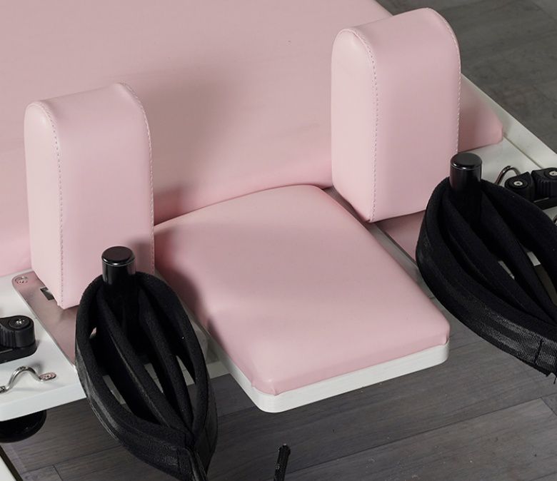 White Painted Oak Pink Pilates Equipment