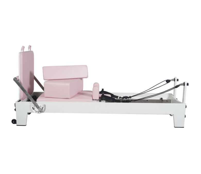 White Painted Oak Pink Pilates Equipment