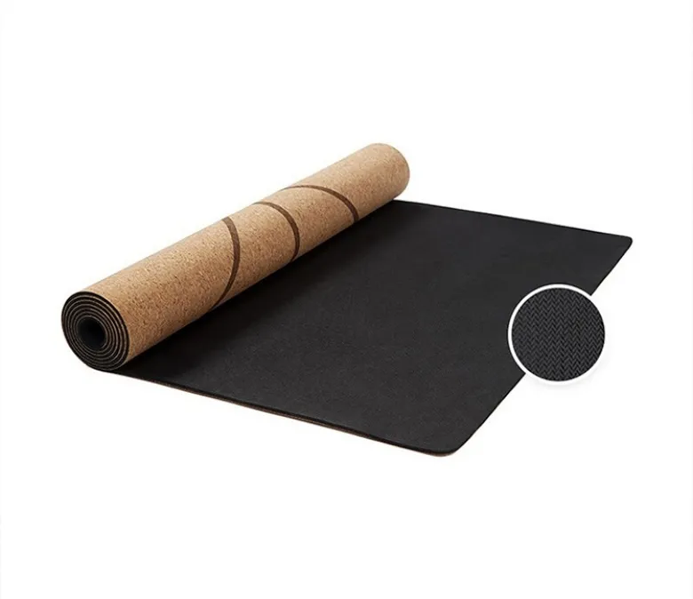 Studio Grade Cork Rubber Yoga Mat with Alignment Lines