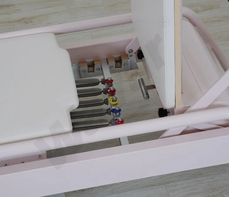 New Pink Steel Pilates Reformer with Built-in Foot Bar