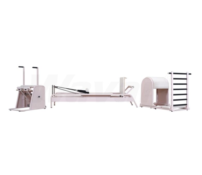 New Pink Steel Pilates Reformer with Built-in Foot Bar