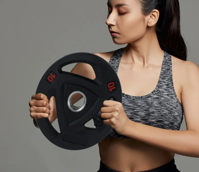 Rounded Barbell Weight Plate with 3 Grip Holes