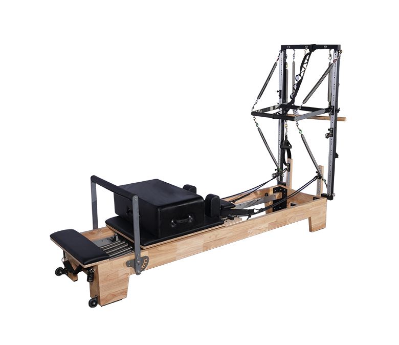 Deluxe Oak Wood Pilates Reformer with Half Trapeze