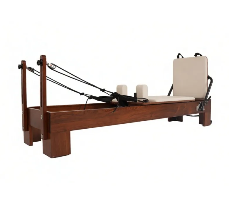 Walnut Finish Oak Wood Pilates Reformer for Home & Studio Use