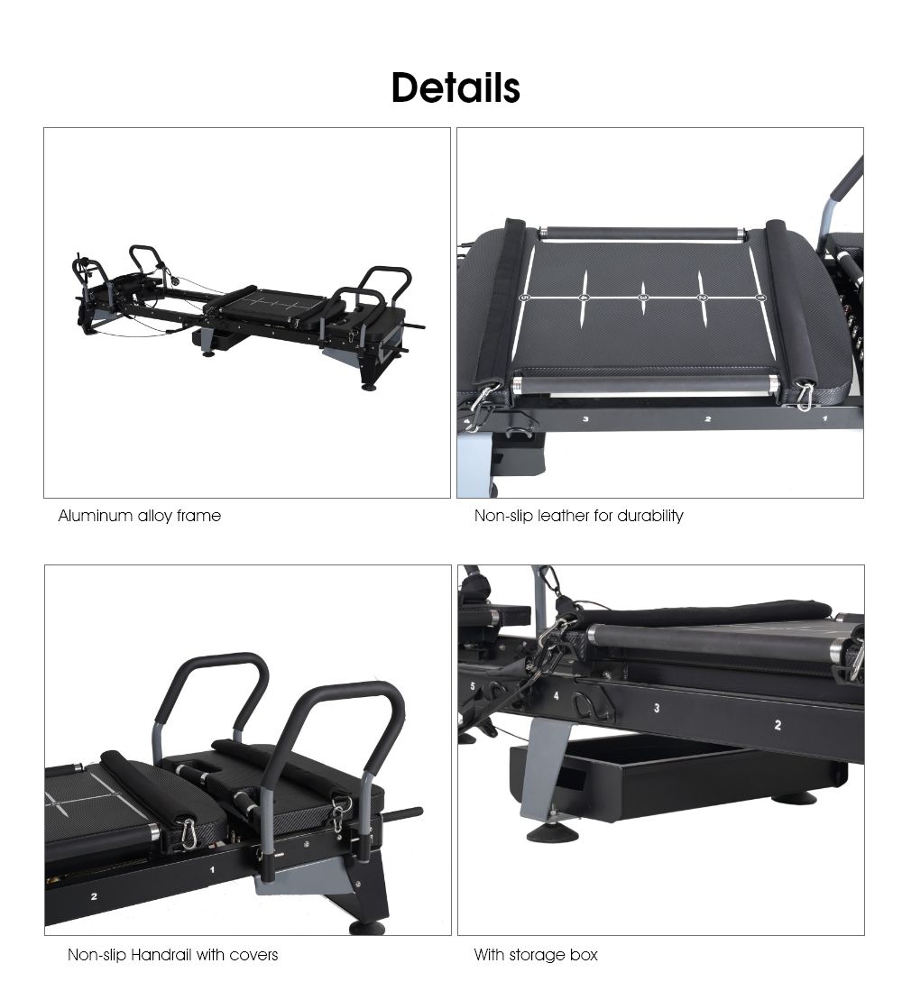 Multifunktionales großes Pilates-Reformergerät mit Aufbewahrungsbox Multifunktionales großes Pilates-Reformergerät mit Aufbewahrungsbox