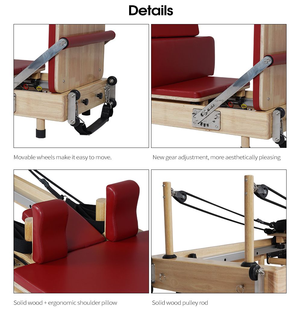 No-joint Oak Wood Foldable Pilates Portable Reformer Machine
