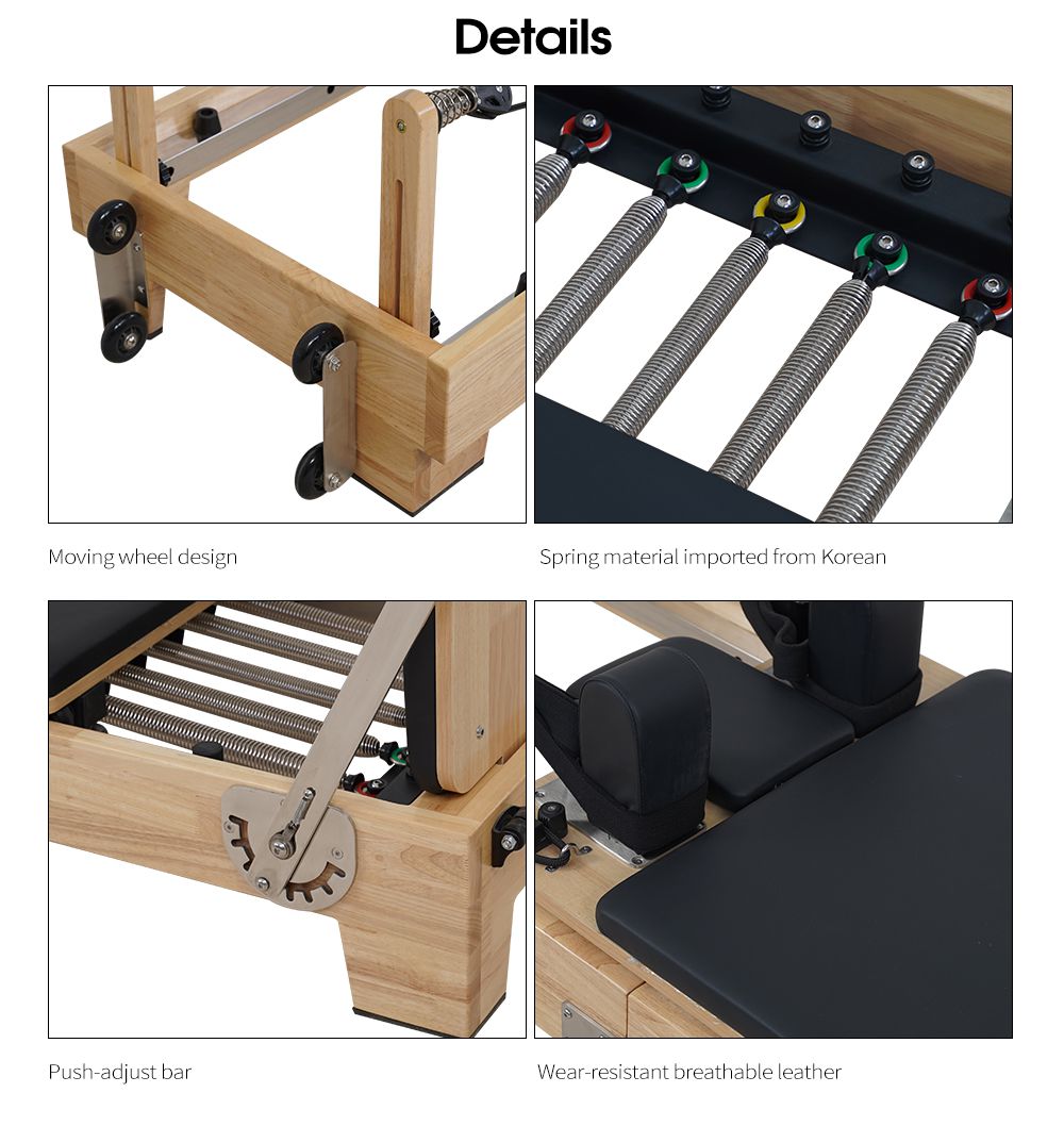 Premium Oak Folding Pilates Reformer with Wood Leg