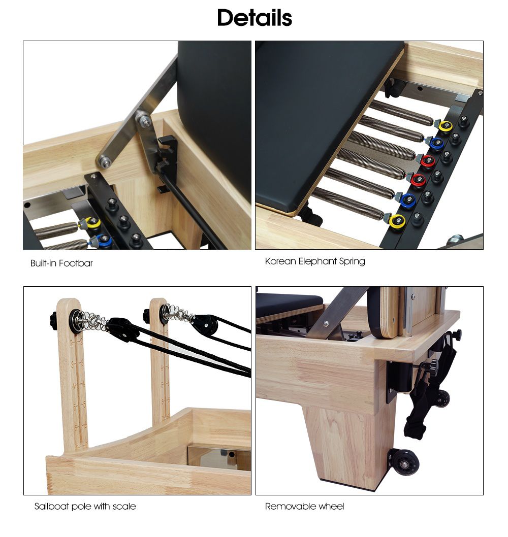 Cama reformadora de carvalho com barra integrada