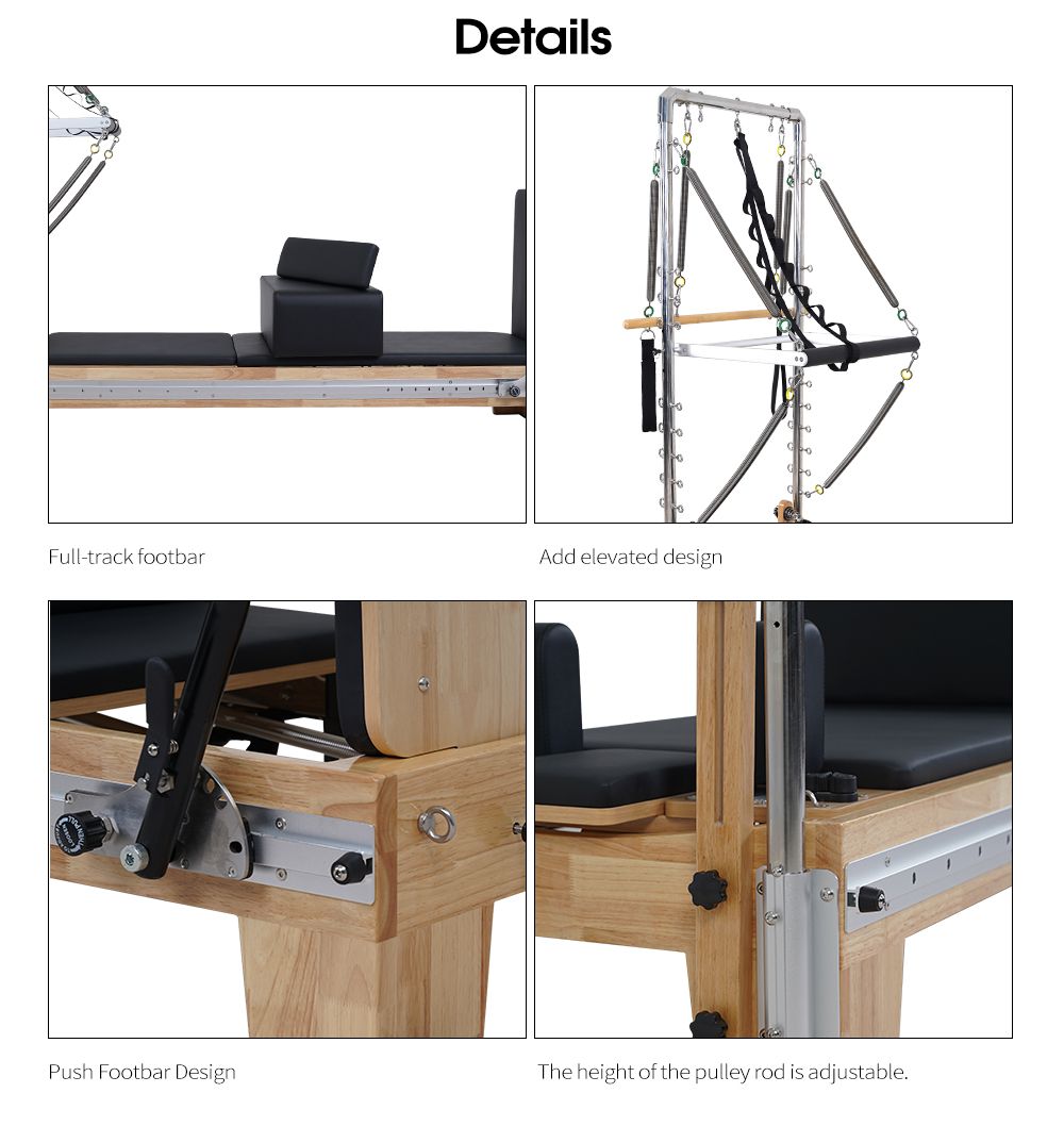 Dębowy półtrapez z pełnym torem - Studio Pilates Reformer z wieżą