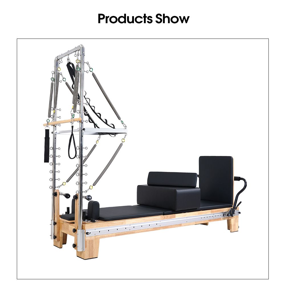 Dębowy półtrapez z pełnym torem - Studio Pilates Reformer z wieżą