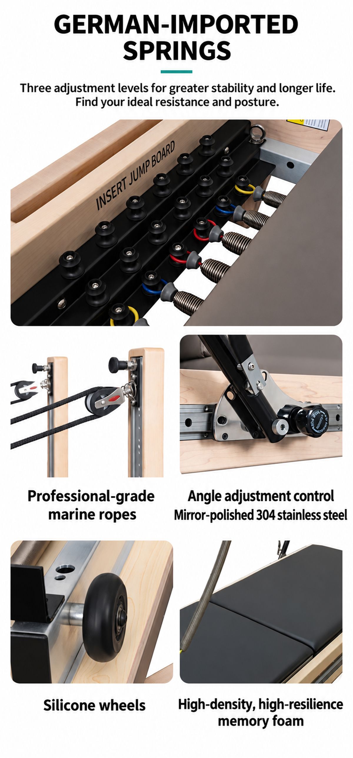 Pilates Studio Full-Track Maple Reformer with Tower